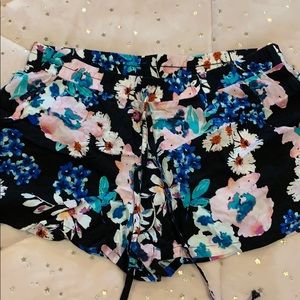 Black shorts with flowers
